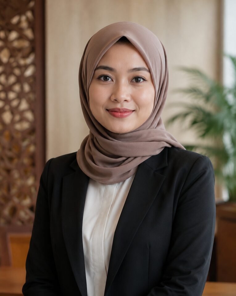 Foto profesional perempuan Indonesia dengan hijab