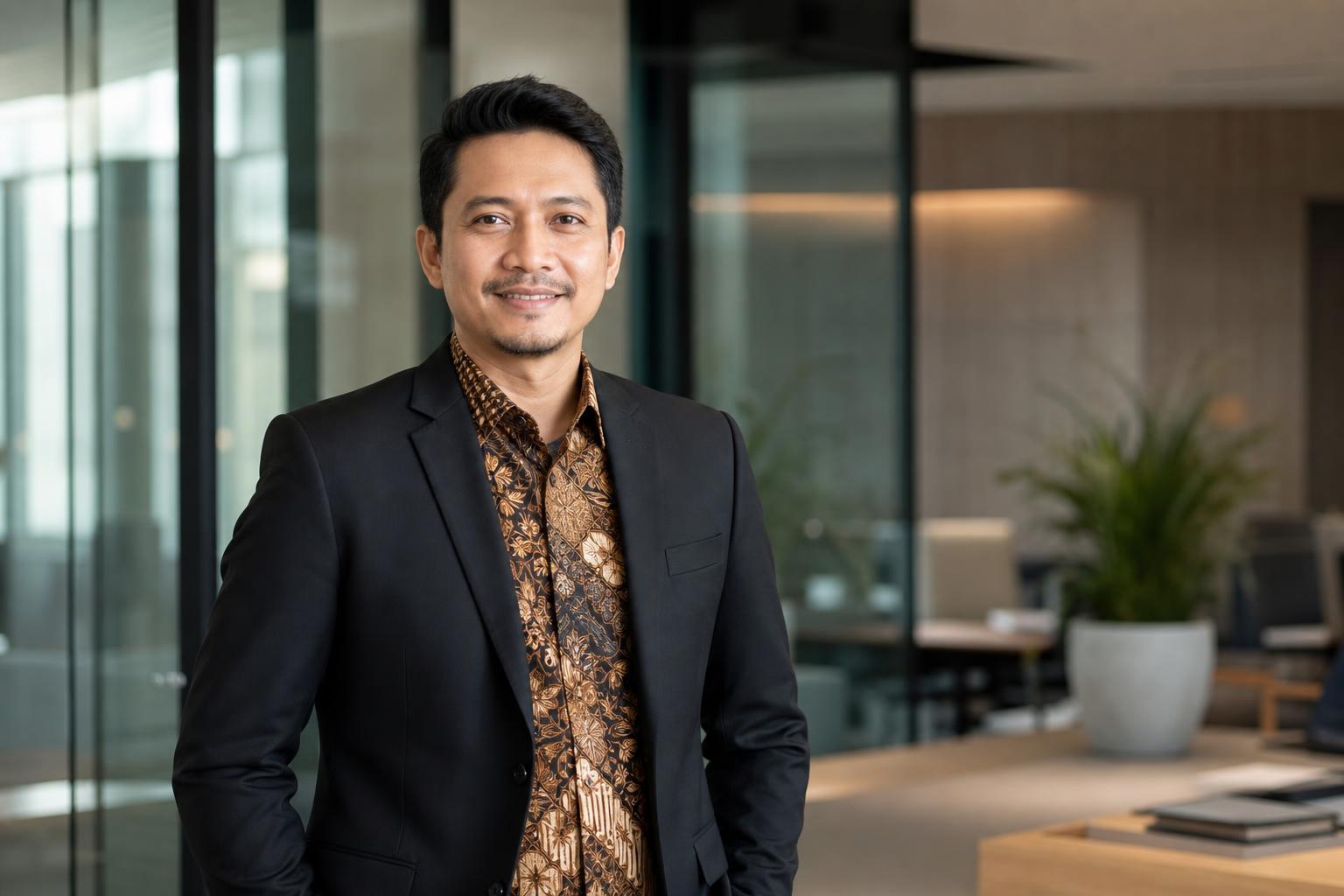 Foto AI profesional Indonesia memakai batik