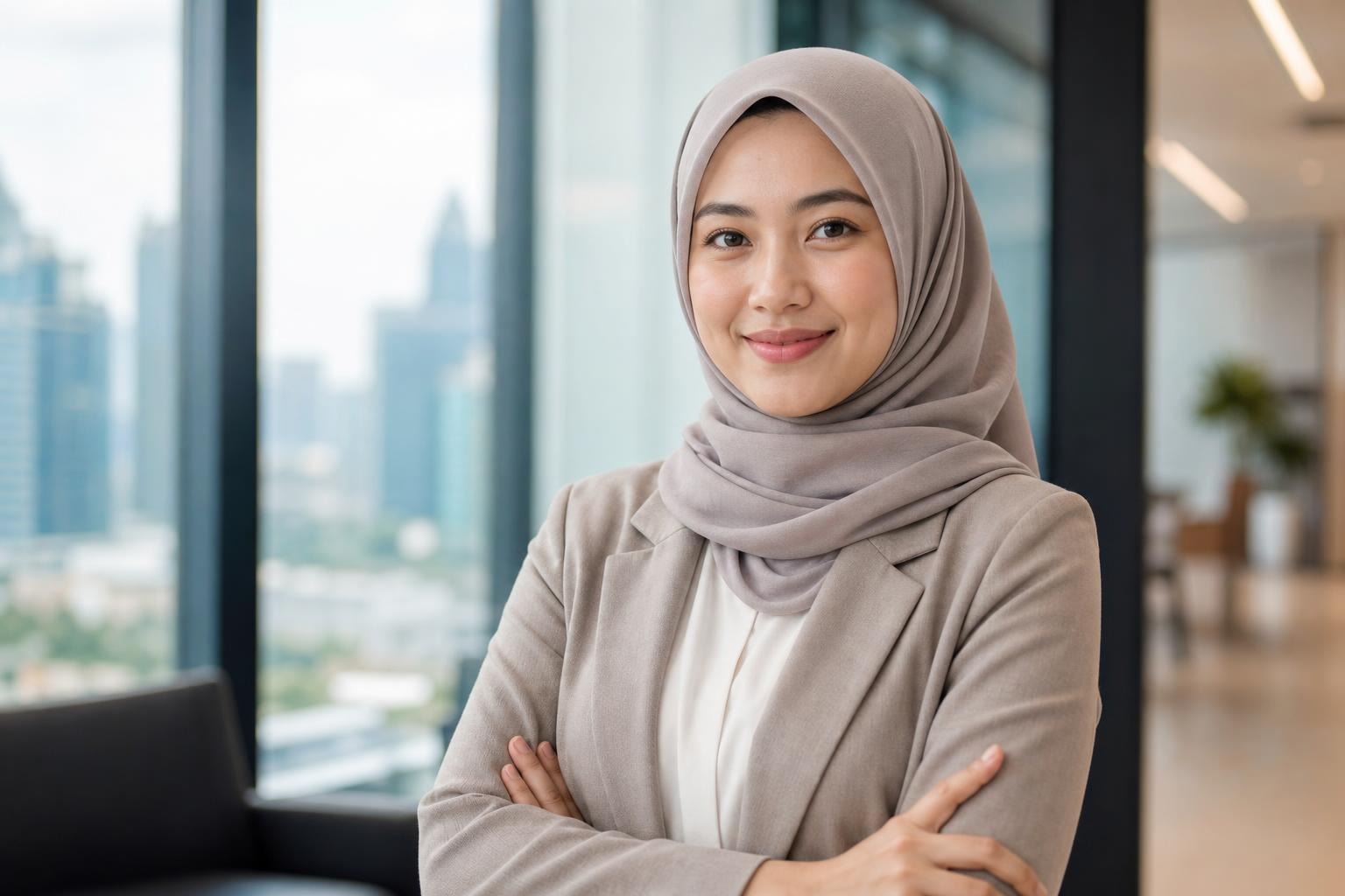 Foto CV AI perempuan Indonesia berhijab